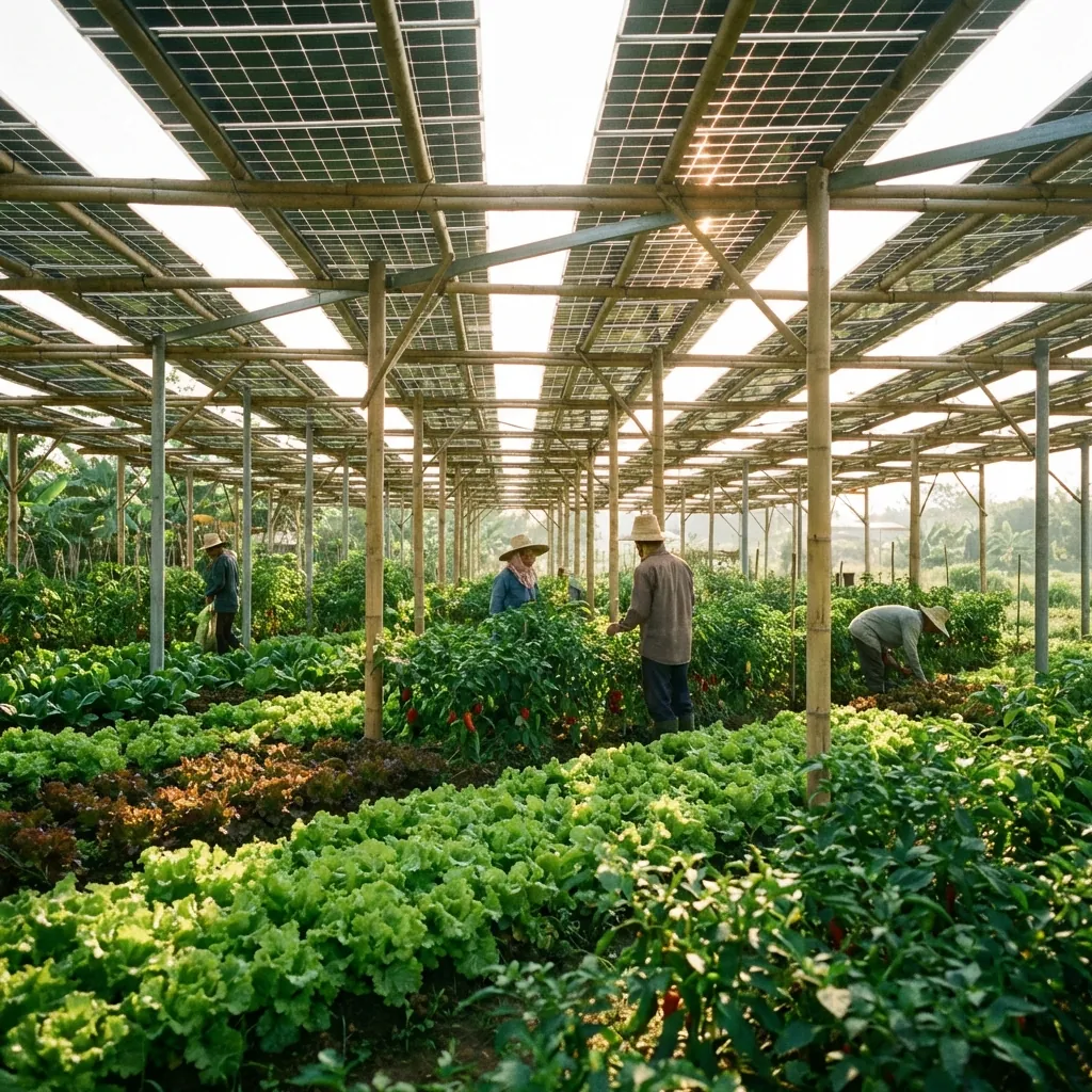 Crops under solar panels